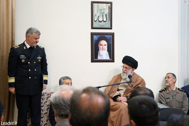 Ayatollah Khamenei among the commander and staff of the Army’s Navy Force.