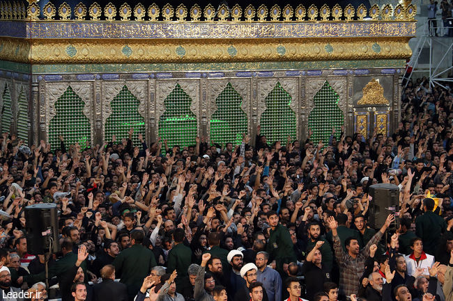 Ayatollah Khamenei delivering a speech at Imam Khomeini’s mausoleum
