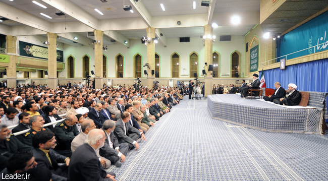 Ayatollah Khamenei receives Muslim ambassadors, officials and people on Eid al-Fitr.