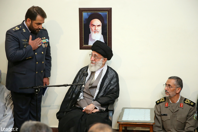 Ayatollah Khamenei receives commanders and staff of the Khatam al-Anbia Air Defense Headquarters.