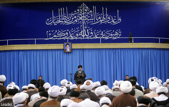 Ayatollah Khamenei teaches a course for the seminary students.