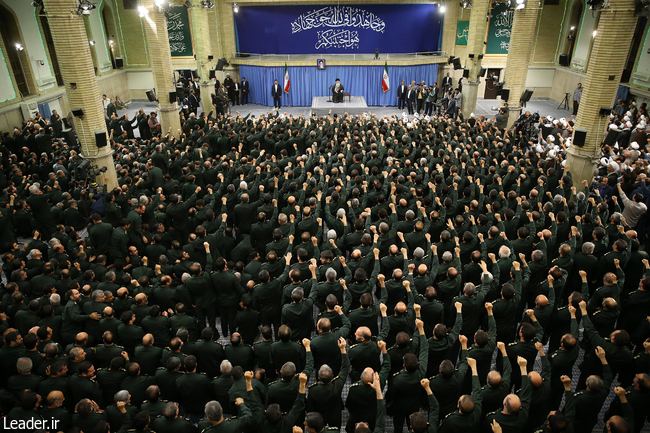 Ayatollah Khamenei receives commanders and officials of the Islamic Revolution Guards Corps.