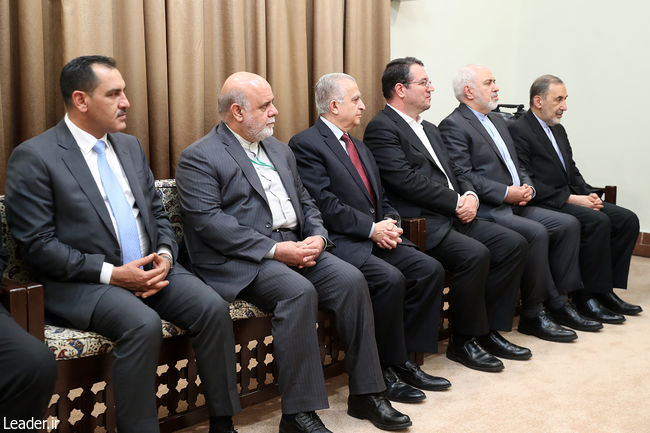 Ayatollah Khamenei meets the Iraqi president and his entourage