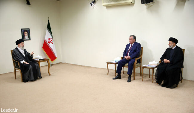 The Supreme Leader of the Islamic Revolution in a meeting with the President of Tajikistan