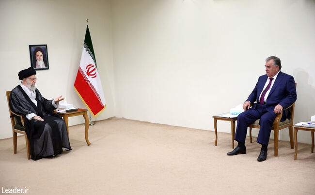The Supreme Leader of the Islamic Revolution in a meeting with the President of Tajikistan
