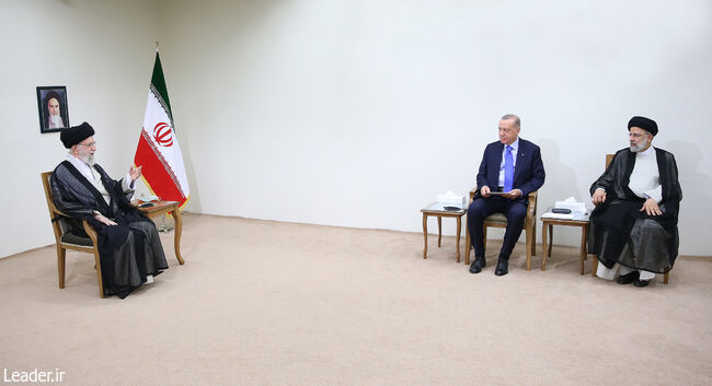 The Leader of the Islamic Revolution in a meeting with the President of Turkey
