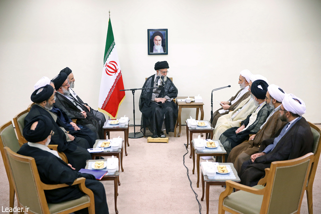 Ayatollah Khamenei receives members of the Supreme Council of the Islamic Seminaries.