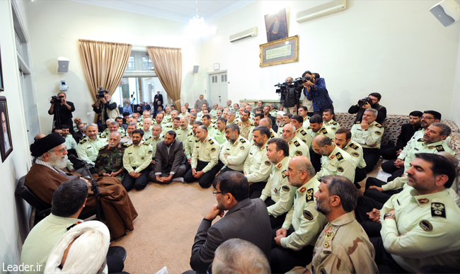 Ayatollah Khamenei among a group of police forces