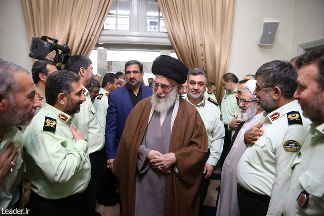 Ayatollah Khamenei among a group of police forces