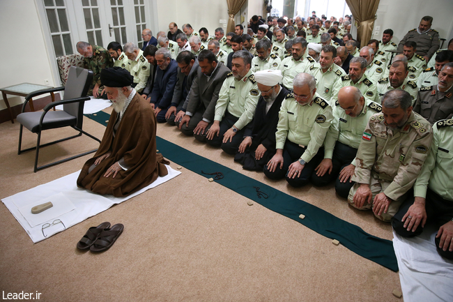 Ayatollah Khamenei among a group of police forces