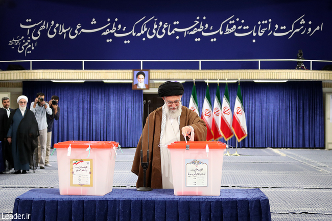 Ayatollah Khamenei casts his vote in presidential as well as city and village councils elections.