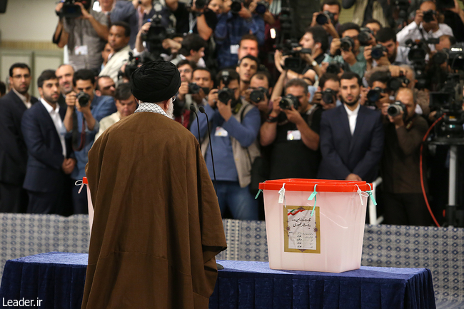 Ayatollah Khamenei casts his vote in presidential as well as city and village councils elections.