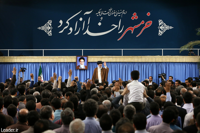 Ayatollah Khamenei meets with a group of Sacred Defense war veterans and artists.