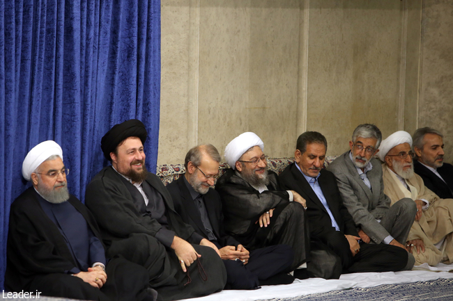 Ayatollah Khamenei receives the heads of the three branches of the government and officials.