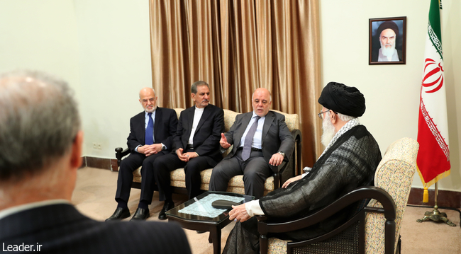 Ayatollah Khamenei receives Iraqi Prime Minister Haider al-Abadi and his entourage.