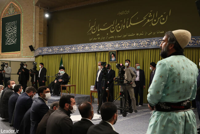 Leader of the Islamic Revolution, in a meeting with a group of poets and Persian language and literature professors