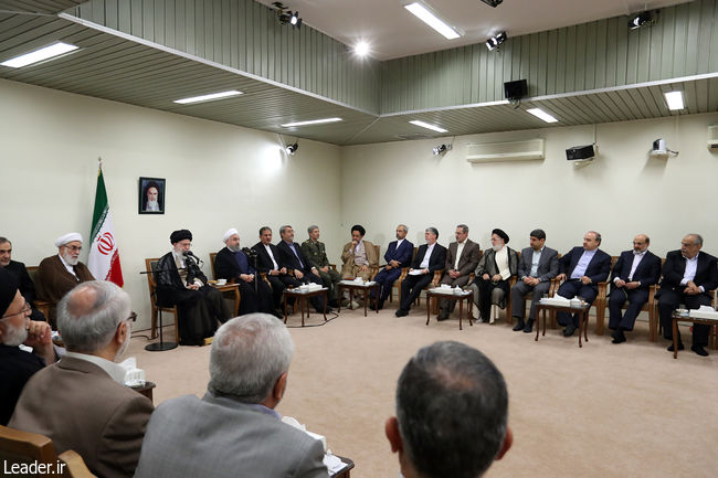 Ayatollah Khamenei receives the president and members of the 12th administration.