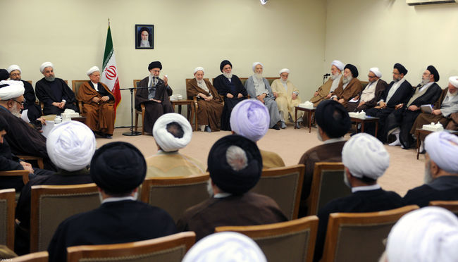 Ayatollah Khamenei meets with chairman and members of the outgoing Assembly of Experts.