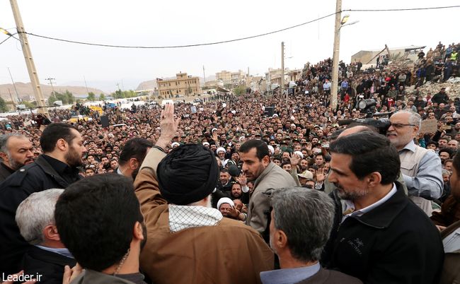 Ayatollah Khamenei makes an unannounced visit to Iran’s quake-hit areas.