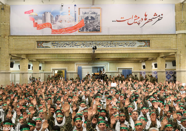 Ayatollah Khamenei meets with thousands of Basij volunteer forces.