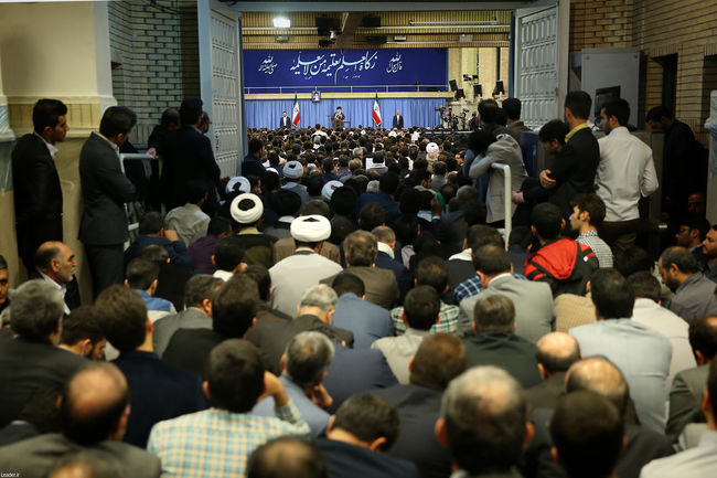 Ayatollah Khamenei receives thousands of young and veteran teachers from across Iran.