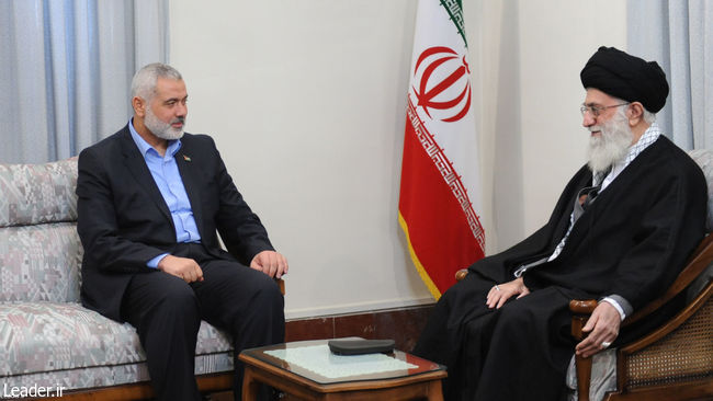 Hamas political chief, Ismail Haniyeh, in a meeting with Ayatollah Khamenei
