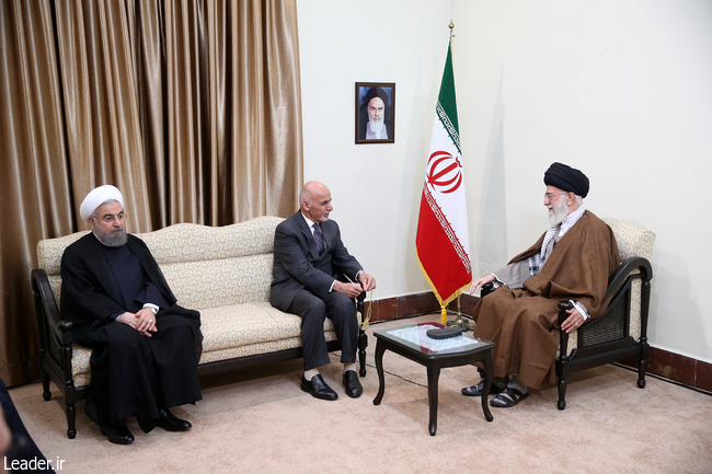 Ayatollah Khamenei receives Afghan President Ghani and his accompanying delegation.