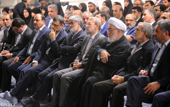 The Leader receives the speaker and newly-elected members of the Islamic Consultative Assembly.