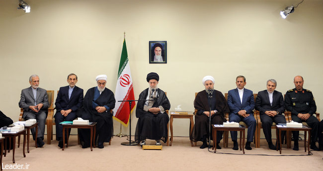 Ayatollah Khamenei receives President Hassan Rouhani and his cabinet members.