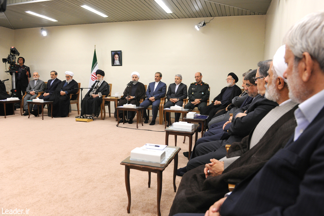 Ayatollah Khamenei receives President Hassan Rouhani and his cabinet members.