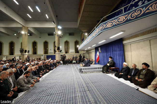 Ayatollah Khamenei meets with a group of the Iranian officials.