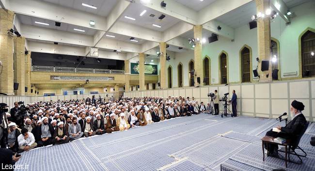 Ayatollah Khamenei teaches a course for the seminary students.