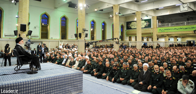 Ayatollah Khamenei receives commanders and officials of the Islamic Revolution Guards Corps.